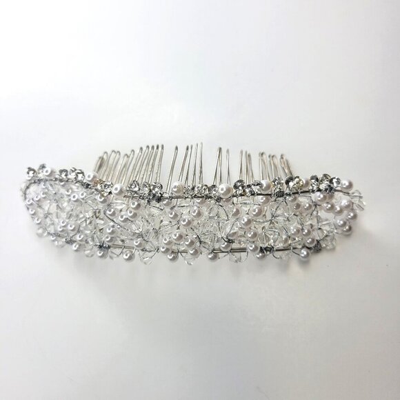 Pearl Tiara Haircomb Pearl and Crystal Hair Accessory - Picture 1 of 11